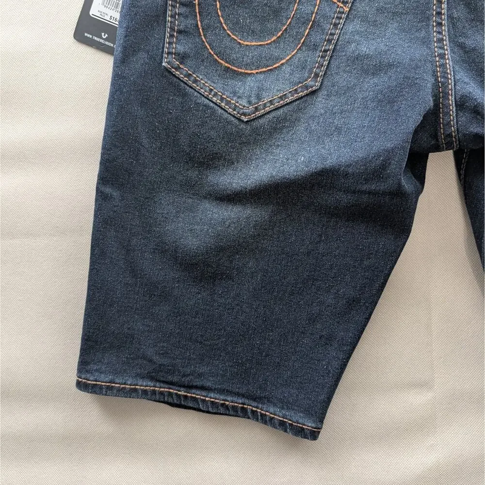 True Religion Ricky Relaxed Straight Denim Shorts Dark Wash Mens 30 NWT Skater